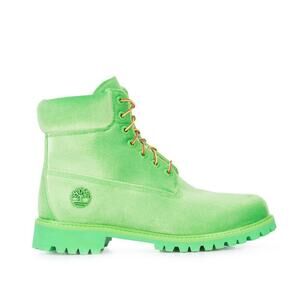 Off-White x Timberland Lime Green Velvet Boots Lug Sole Size 7 Collab